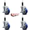 Service Caster 4'' Blue Poly Swivel 1-1/8'' Expanding Stem Caster Set with Brake, 4PK SCC-EX20S414-PPUB-BLUE-TLB-118-4 - alternate 3